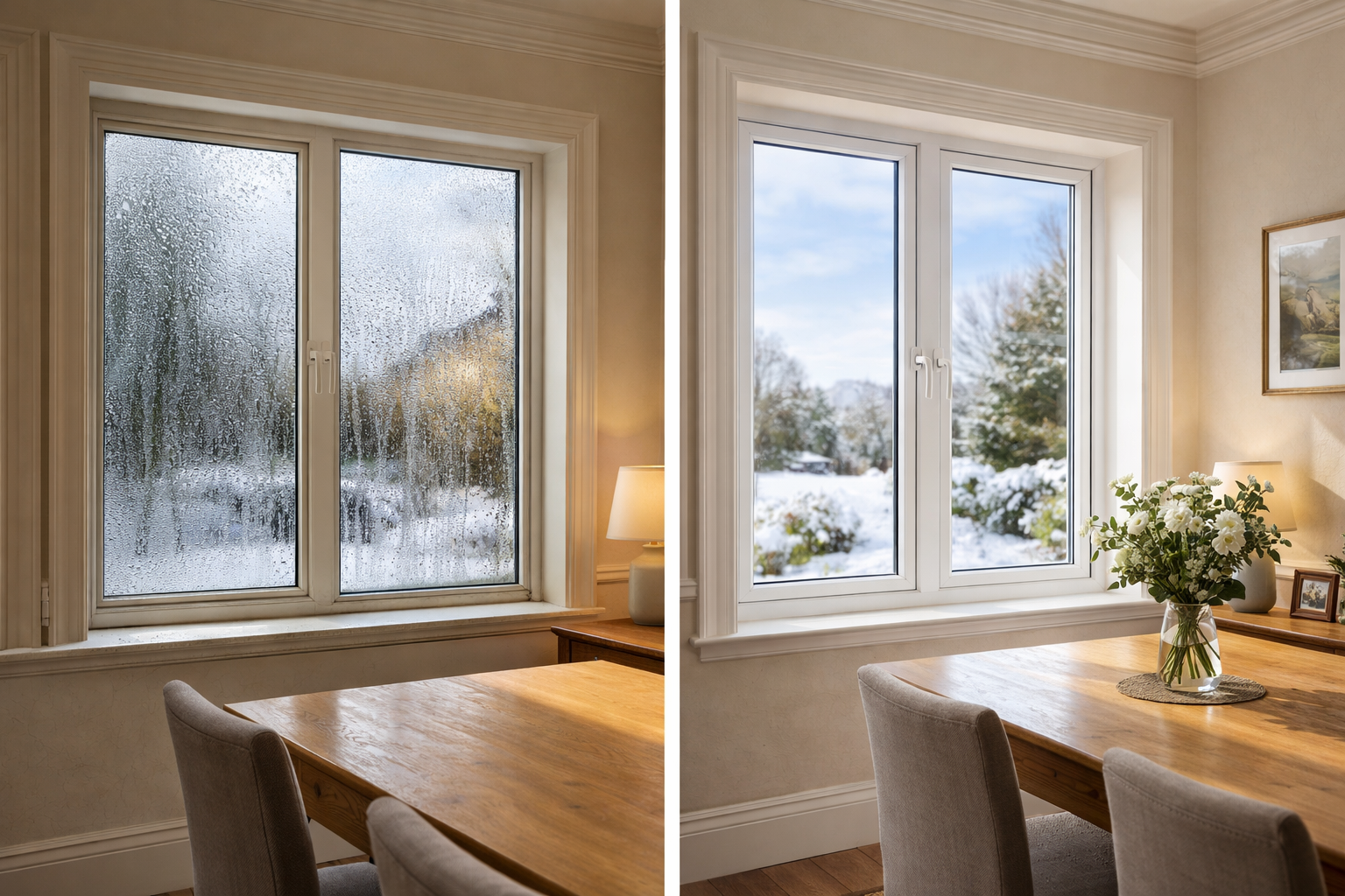 Beforeafter comparison of a window replacement in a period home
