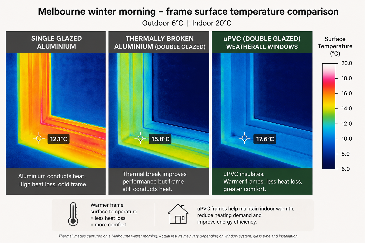 Window frame thermal performance comparison
