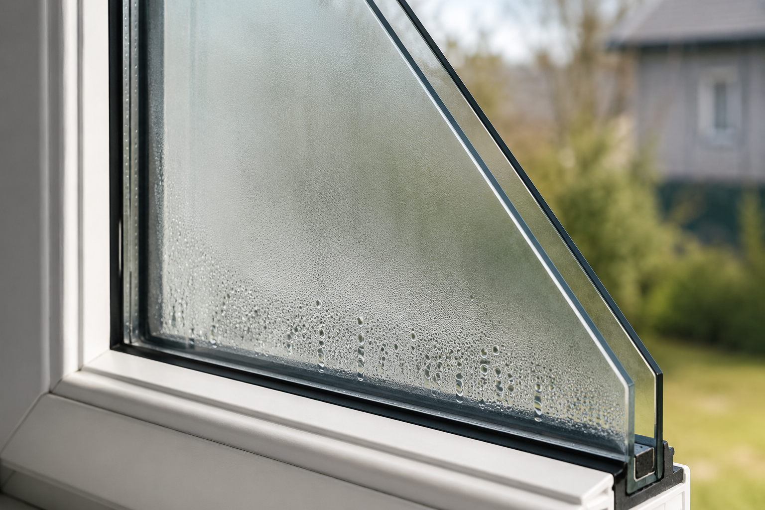 Condensation on double-glazed window edge