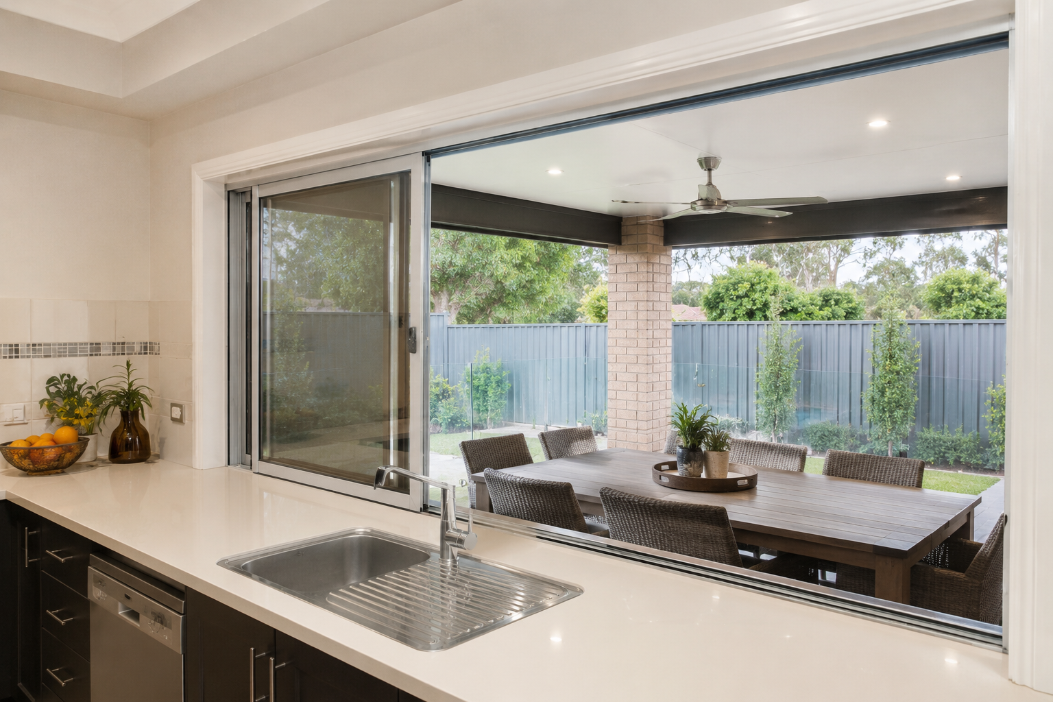Bright Kitchen Opening to Outdoor Patio