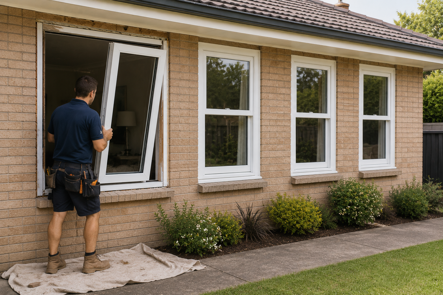 Professional Window Installation in Progress