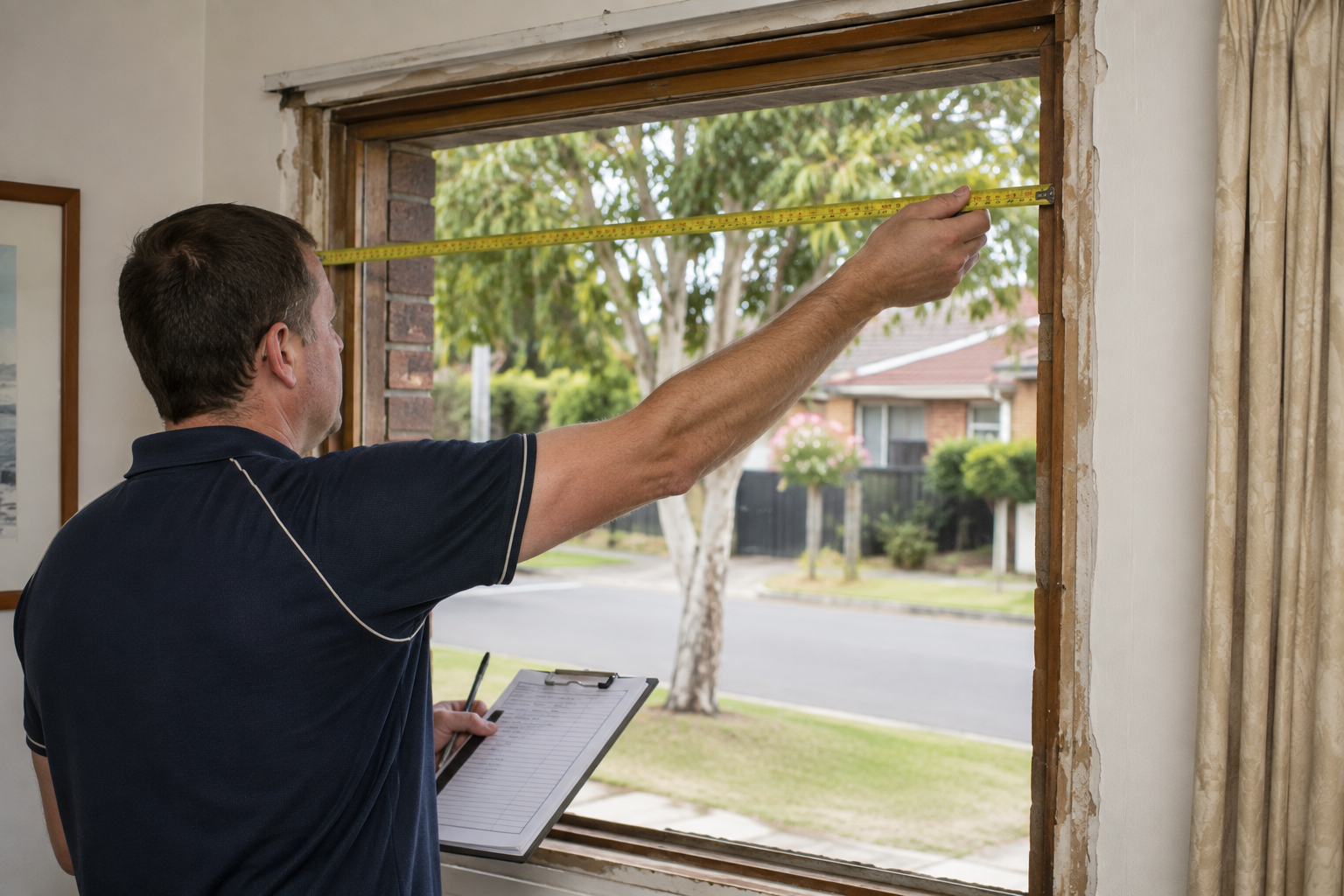 check measure for a double glazed window replacement