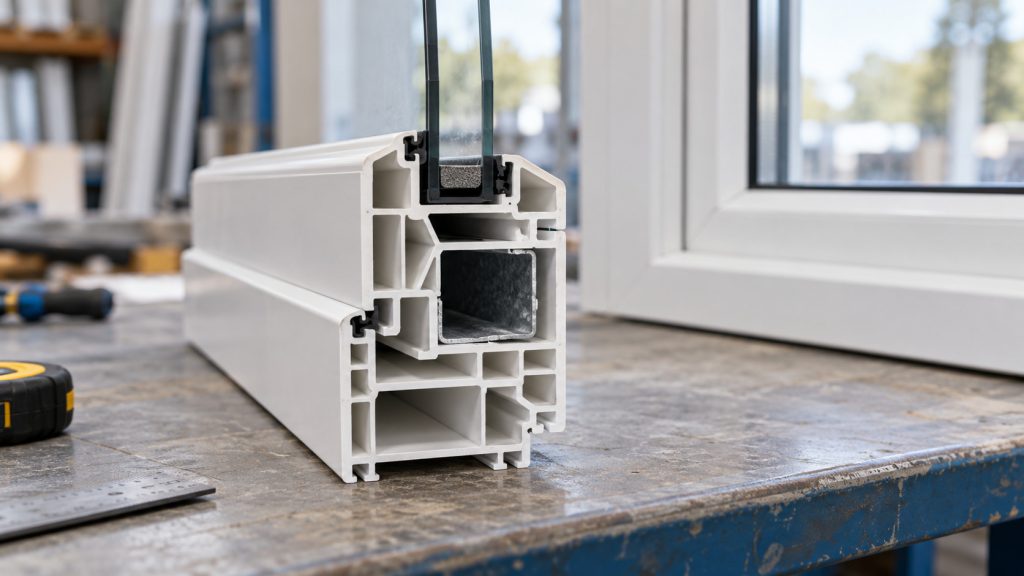 uPVC window frames: chambers, steel and welded corners